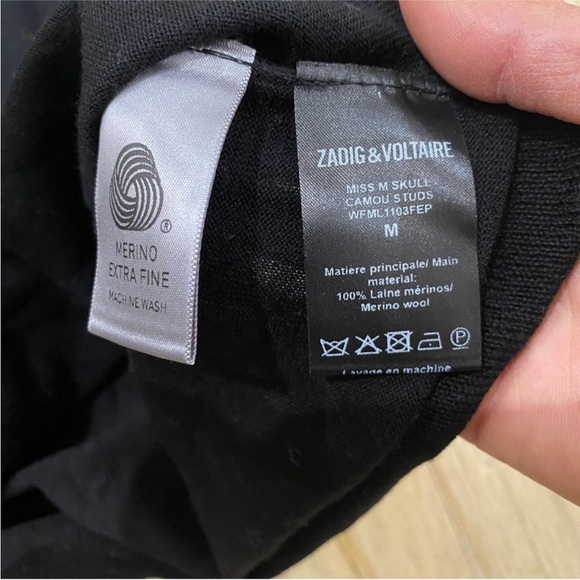 Zadig and Voltaire 100% merino wool cashmere skull lightweight sweater NWT - Picture 8 of 8